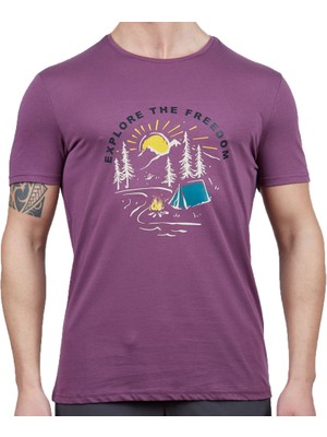 Erkek Tişört - Pamuklu Spor Tişört - Tairus - Mürdüm