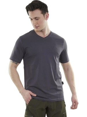 Erkek Tişört - Pamuklu Spor Tişört - Vortex - Antrasit