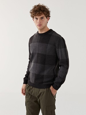 Lc Waikiki Yeni Sezon Bisiklet Yaka Uzun Kollu Ekose Erkek Triko Kazak