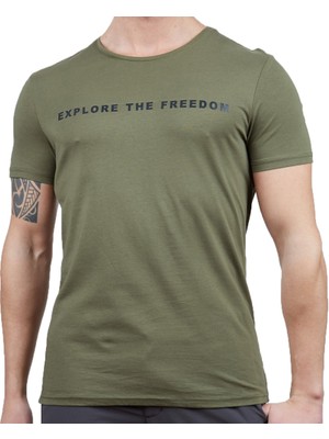 Erkek Tişört - Pamuklu Spor Tişört - Vassi - Haki