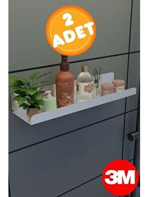 Risingmaber 3m Metal Yapışkanlı Beyaz Mutfak&Banyo Rafı Çok Amaçlı Organizer 2 Adet Modern Tasarım