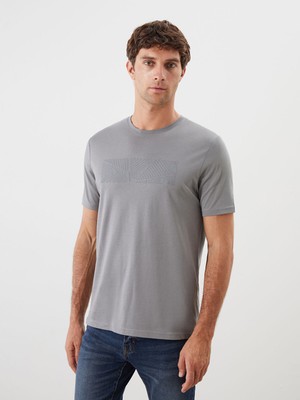 Lc Waikiki Yeni Sezon Bisiklet Yaka Baskılı Penye Erkek Tişört