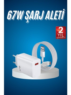 Hızlı Şarj Aleti Adaptörü Kablo Seti 67W Uzun Ömürlü Beyaz
