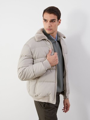 Lc Waikiki Yeni Sezon Standart Kalıp Gömlek Yaka Erkek Deri Görünümlü Mont