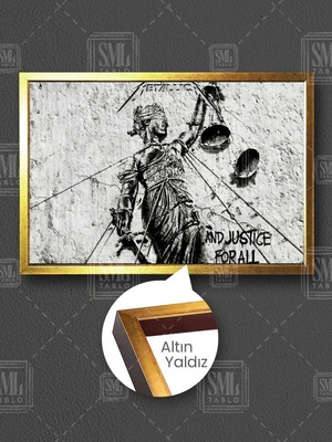 Metallica Afiş Adalet Terazisini Taşıyan Kadın Rock Müzik Dekor Çerçeveli Yatay Kanvas Tablo