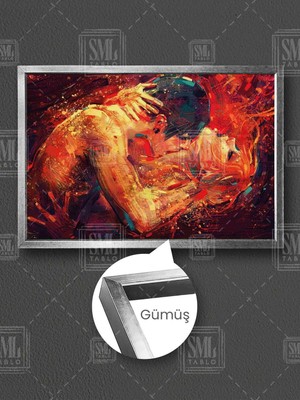 Nü Aşk Çifti Kadın Tutkulu Aşıklar Yatak Odası Çerçeveli Yatay Kanvas Tablo