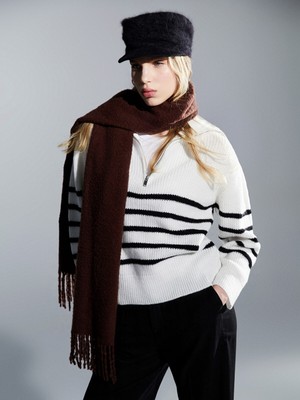 Lc Waikiki Yeni Sezon Polo Yaka Çizgili Kadın Triko Kazak