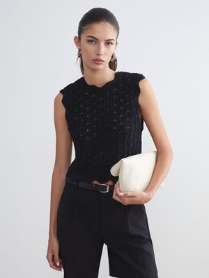 Lc Waikiki Yeni Sezon Bisiklet Yaka Ajurlu Kadın Triko Süveter