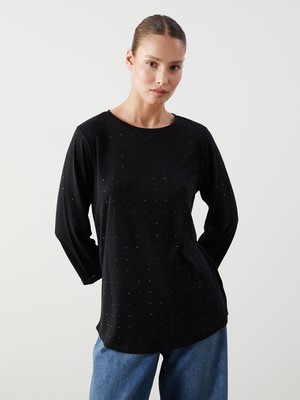 Lc Waikiki Yeni Sezon Bisiklet Yaka Taşlı Kadın Bluz