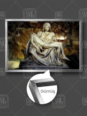 Pieta Heykeli Mermer Meryem Ana Hz Isa Michelangelo Mermer Heykel Çerçeveli Yatay Kanvas Tablo