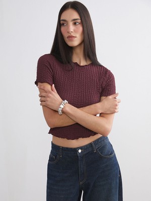 Lc Waikiki Yeni Sezon Bisiklet Yaka Dokulu Kadın Tişört