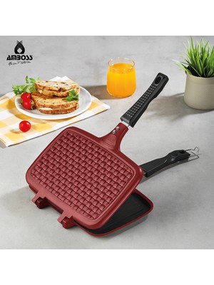 Vento Döküm Ocak Üstü Tost Makinesi – Kırmızı