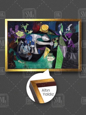 Gece Balık Avı Pablo Picasso Night Fishing At Antibes Sürrealist Ressam Çerçeveli Yatay Kanvas Tablo