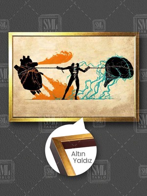 Akıl ve Duygu Kararsız Insan Psikoloji Kararsızlık Çerçeveli Yatay Kanvas Tablo