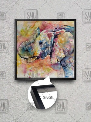 Renkli Fil Soyut Sanat Afrika Hayvan Modern Dekor Çerçeveli Kare Kanvas Tablo