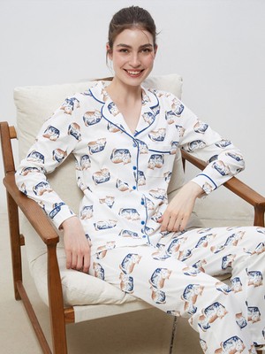Lc Waikiki Yeni Sezon Gömlek Yaka Baskılı Kadın Pijama Takımı