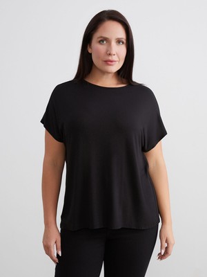 Lc Waikiki Yeni Sezon Büyük Beden Bisiklet Yaka Oversize Kadın Tişört