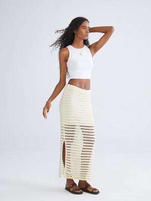 Lc Waikiki Yeni Sezon Beli Lastikli Ajurlu Triko Etek