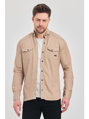 A02Teks Yxc Slim Erkek Çift Cepli Çıtçıtlı Kot Gömlek