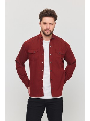 A02Teks Yxc Slim Erkek Çift Cepli Çıtçıtlı Kot Gömlek