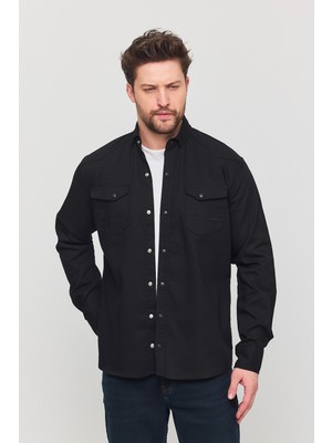 A02Teks Yxc Slim Erkek Çift Cepli Çıtçıtlı Kot Gömlek