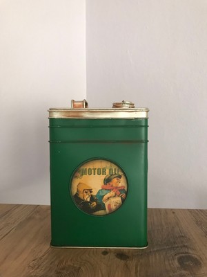 Dekoratif Metal Yeşil Renk Eskitmeyakıt Bidonu Kumbaralı