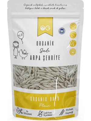 OG natural Organik Sade Arpa Şehriye 250 Gr +6 Ay