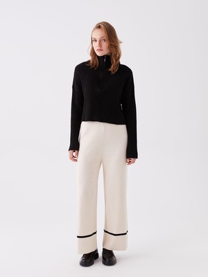 Lc Waikiki Yeni Sezon Beli Lastikli Düz Geniş Paça Kadın Triko Pantolon