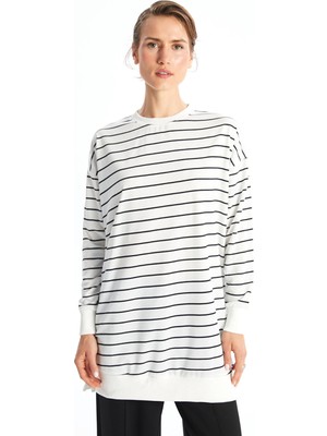 Lc Waikiki Yeni Sezon Bisiklet Yaka Çizgili Uzun Kollu Kadın Sweatshirt