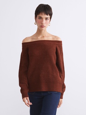 Lc Waikiki Yeni Sezon Kayık Yaka Oversize Kadın Triko Kazak