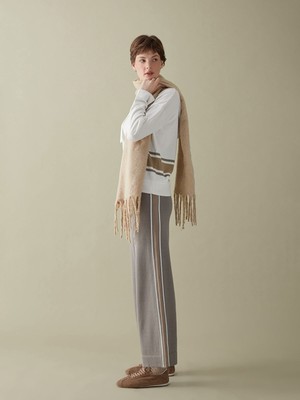 Lc Waikiki Yeni Sezon Beli Lastikli Şerit Detaylı Kadın Triko Pantolon