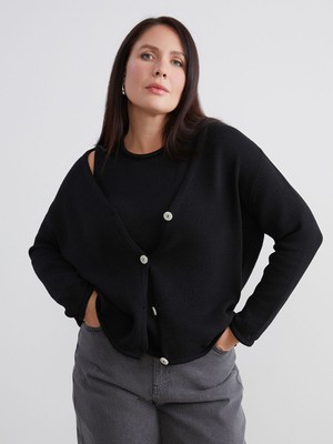 Lc Waikiki Yeni Sezon Büyük Beden V Yaka Kadın Triko Hırka