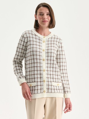 Lc Waikiki Yeni Sezon Bisiklet Yaka Ekose Kadın Triko Hırka