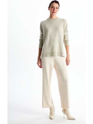 Lc Waikiki Yeni Sezon Beli Lastikli Düz Geniş Paça Kadın Triko Pantolon