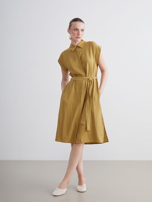 Lc Waikiki Yeni Sezon Beli Kuşaklı Dokulu Gömlek Elbise