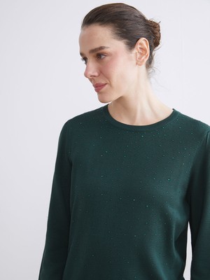 Lc Waikiki Yeni Sezon Bisiklet Yaka Taşlı Kadın Triko Kazak