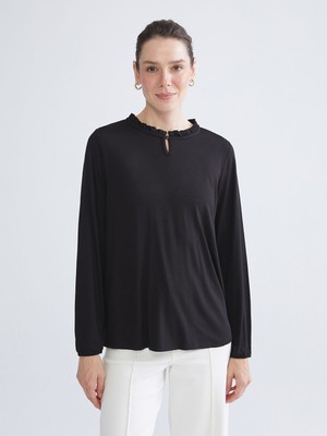 Lc Waikiki Yeni Sezon Fırfırlı Bisiklet Yaka Bluz