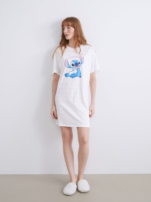 Lc Waikiki Yeni Sezon Bisiklet Yaka Stitch Baskılı Kadın Gecelik