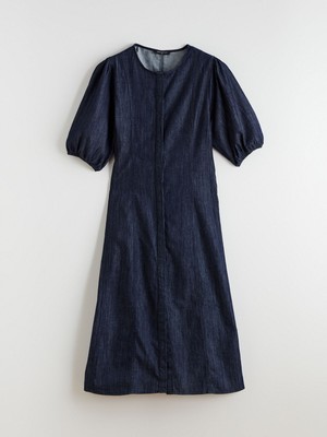 Lc Waikiki Yeni Sezon Balon Kollu Belden Oturtmalı Jean Elbise