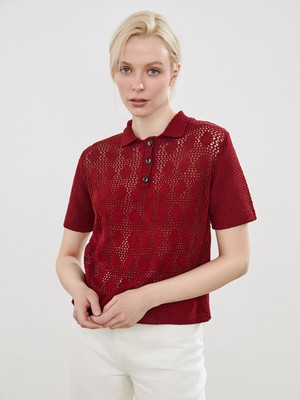 Lc Waikiki Yeni Sezon Polo Yaka Ajurlu Kadın Triko Kazak