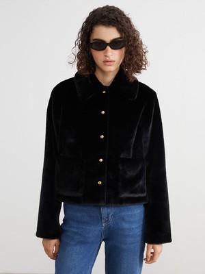 Lc Waikiki Yeni Sezon Gömlek Yaka Kadın Kürk Kaban