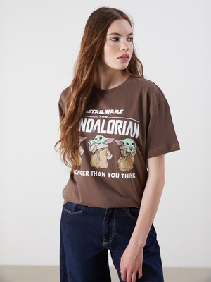 Lc Waikiki Yeni Sezon Bisiklet Yaka The Mandalorian Baskılı Kadın Tişört