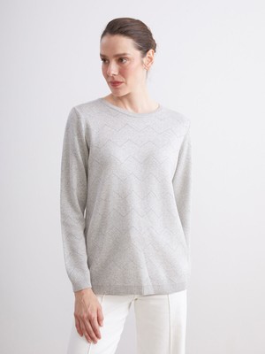 Lc Waikiki Yeni Sezon Bisiklet Yaka Çizgili Kadın Triko Kazak