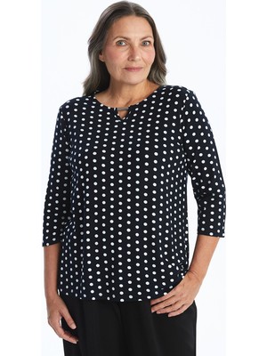 Lc Waikiki Yeni Sezon Bisiklet Yaka Puantiye Desenli Kadın Tişört