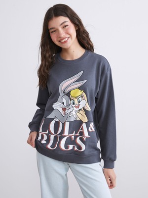 Lc Waikiki Yeni Sezon Bugs Bunny Baskılı Kadın Kalın Sweatshirt