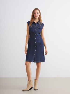 Lc Waikiki Yeni Sezon Gömlek Yaka Jean Elbise