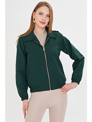 Kadın Zümrüt Önü Fermuarlı Gabardin Mont ARM-22K001068