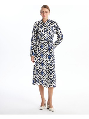 Lc Waikiki Yeni Sezon Desenli Uzun Kollu Kadın Gömlek Elbise