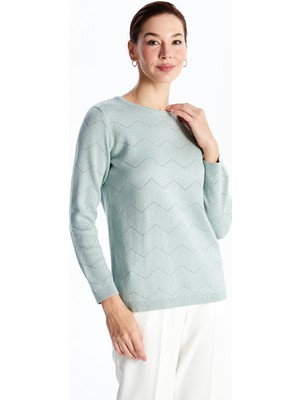 Lc Waikiki Yeni Sezon Bisiklet Yaka Desenli Kadın Triko Kazak