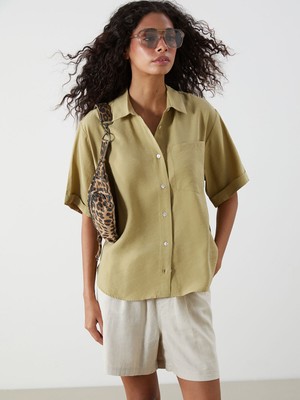 Lc Waikiki Yeni Sezon Modal Karışımlı Oversize Kadın Gömlek